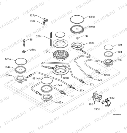 Взрыв-схема плиты (духовки) Electrolux EHG7812X - Схема узла Functional parts 267